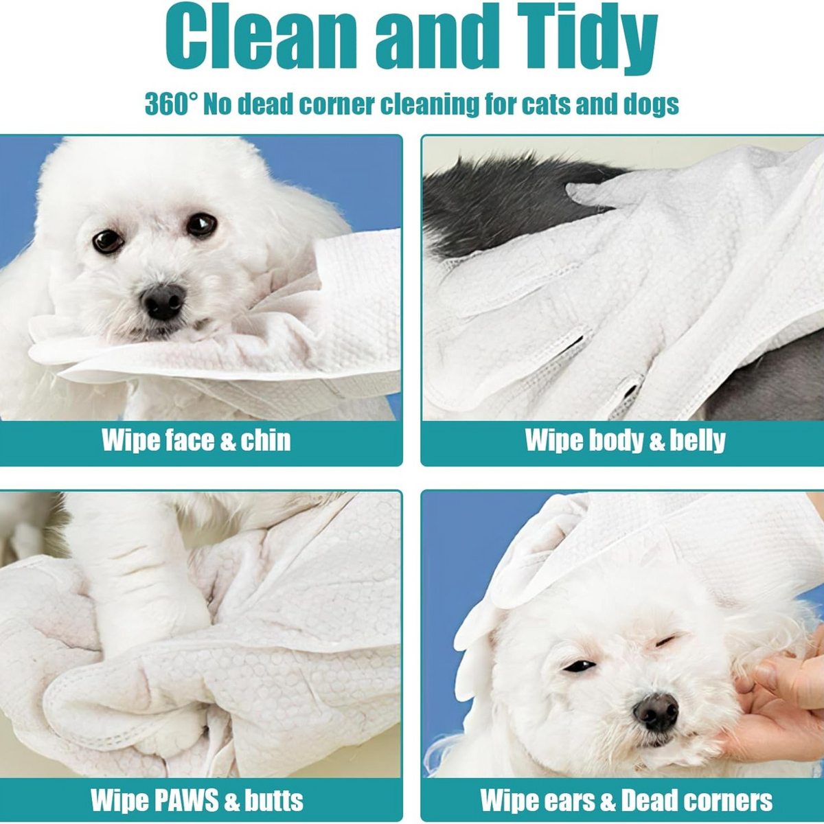 Pet Cleaning Gloves Wipes for Dogs & Cats